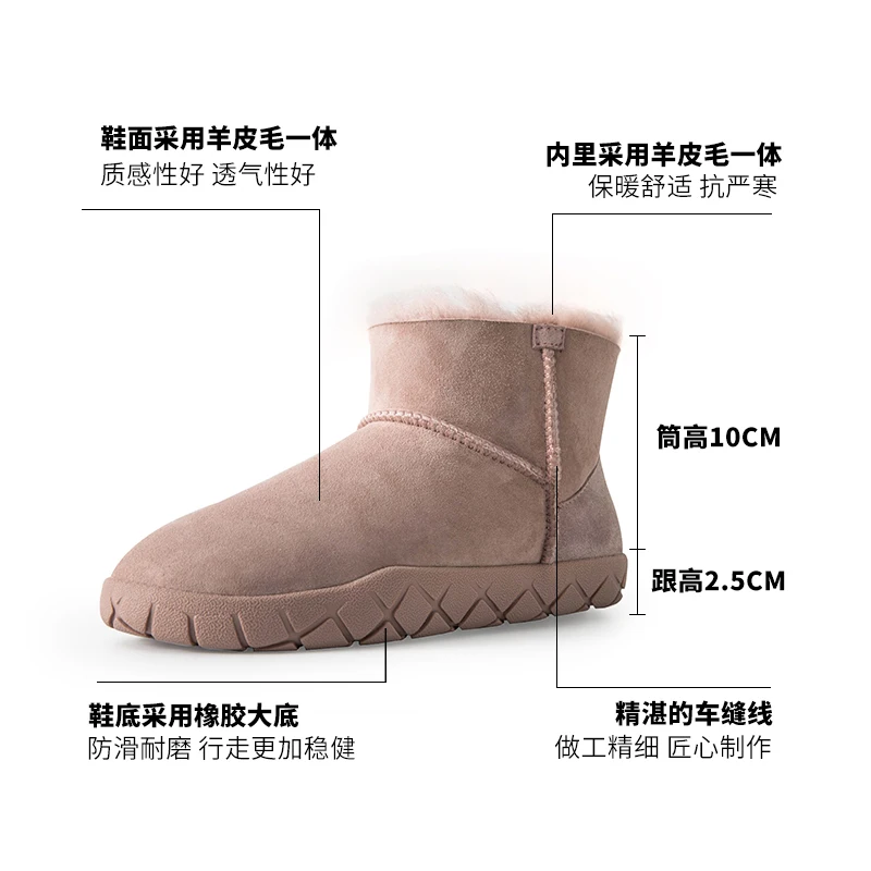 2019 г. новые зимние сапоги женские модные на овечьем меху короткие теплые