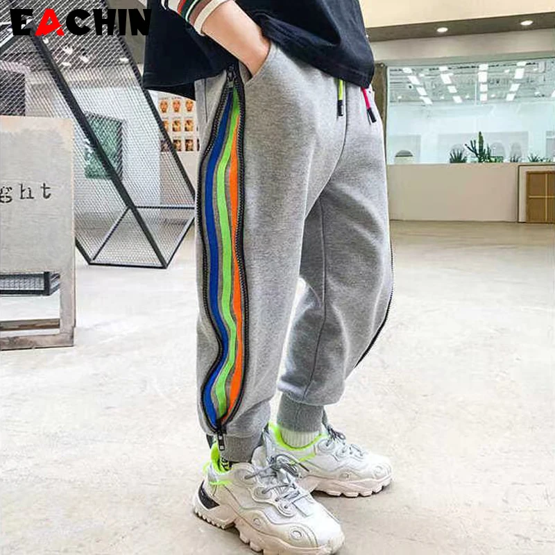 EACHIN Boys Pants Fashion Striped Trend Sport Casual Pants Spring Fall Teenage Cotton Sweatpants Boy Harem Pants Kids Bottoms
