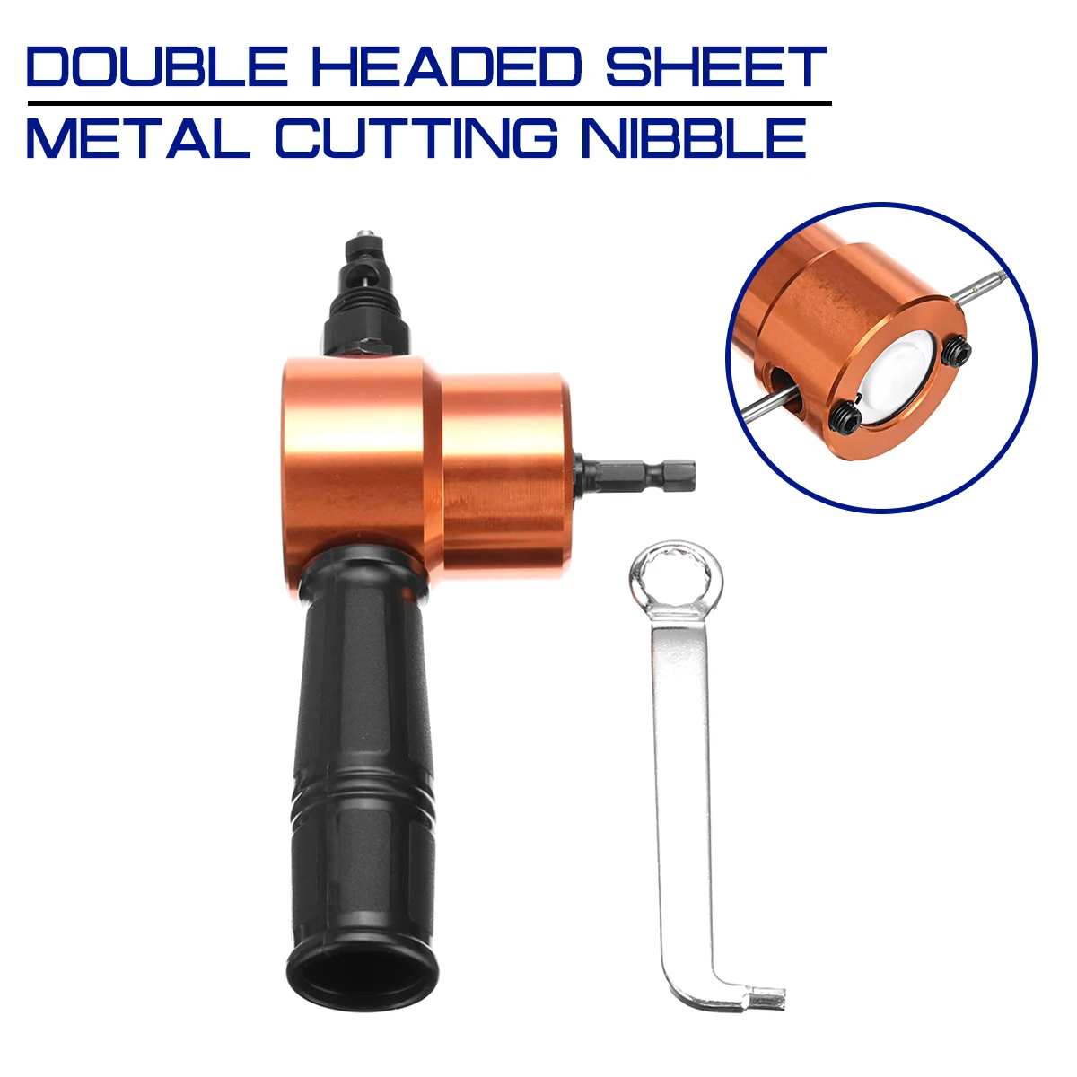 

360 Degree Adjustable Double Headed Sheet Metal Cutting Nibbler Metal Saw Cutter with Extra Punch Cutting Tools Drill Attachment