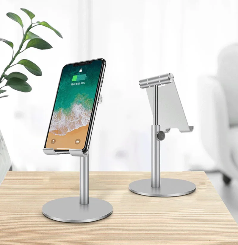 Vmonv Adjustable Aluminum Alloy Cell Phone Tablet Holder For Ipad Pro Iphone XS XR Samsung Tablet Mobile Phone Desk Stand Mount