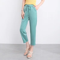 2021 new capris womens summer thin ice silk large size fat mm loose high waist casual small foot harem pants