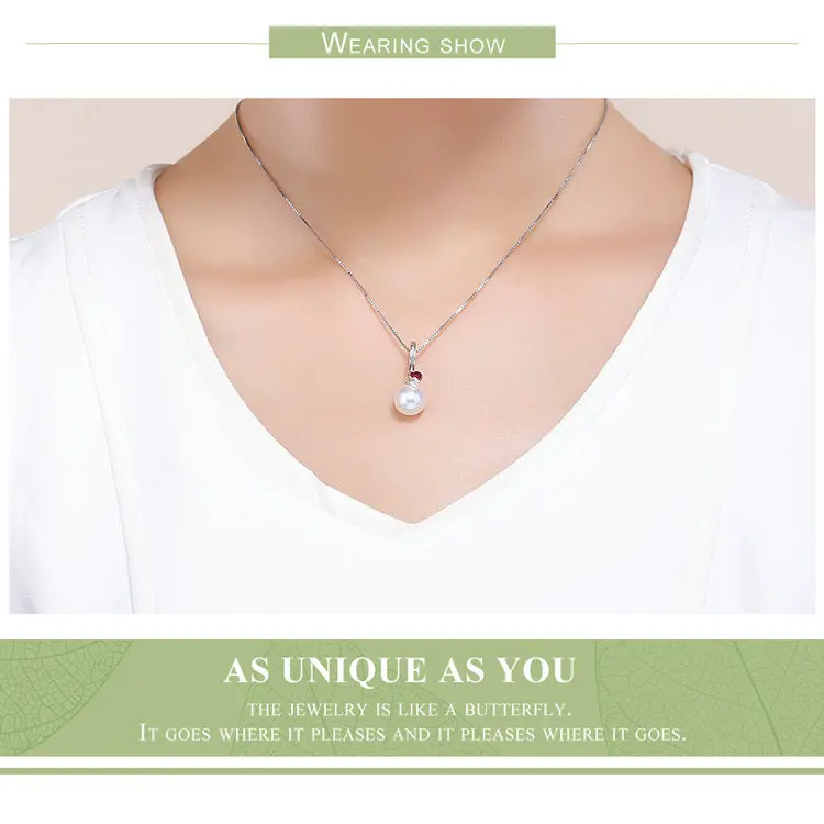 

Elegant Pearl Heart CZ Pendant Charm Genuine 925 Sterling Silver Fit original pan Bracelet women & Necklaces Chain Fine Jewelry