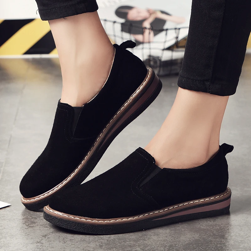 

Cow Suede Leather Women Oxford Shoes Spring Ladies Flats Sneakers Loafers Casual Shoe Autumn Boat Shoes 2018 Moccasin Plus Size
