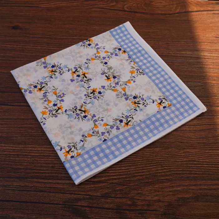 Handkerchiefs Women Cotton High Quality Soft Funny Printed Plaid Various Color Casual Ladies Pocket Square Elegant Chic Trendy