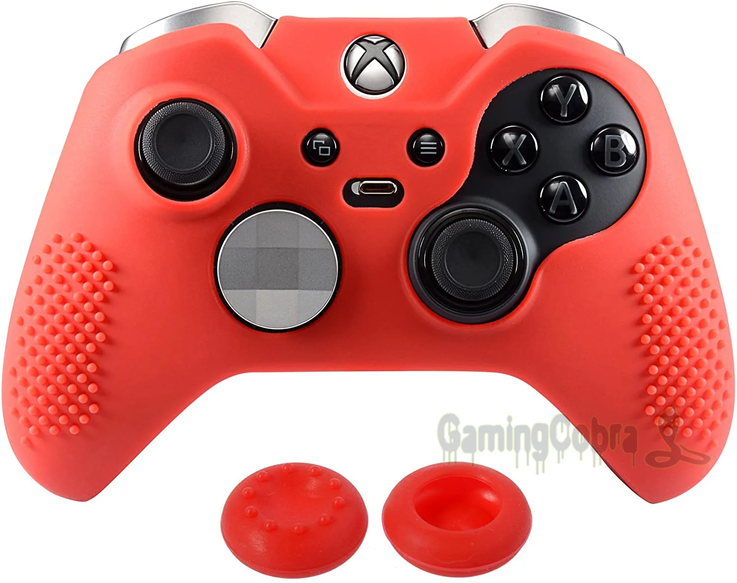 

eXtremeRate Soft Anti-Slip Silicone Controller Cover Skins Thumb Grips Caps Protective Case for Xbox One Elite Red