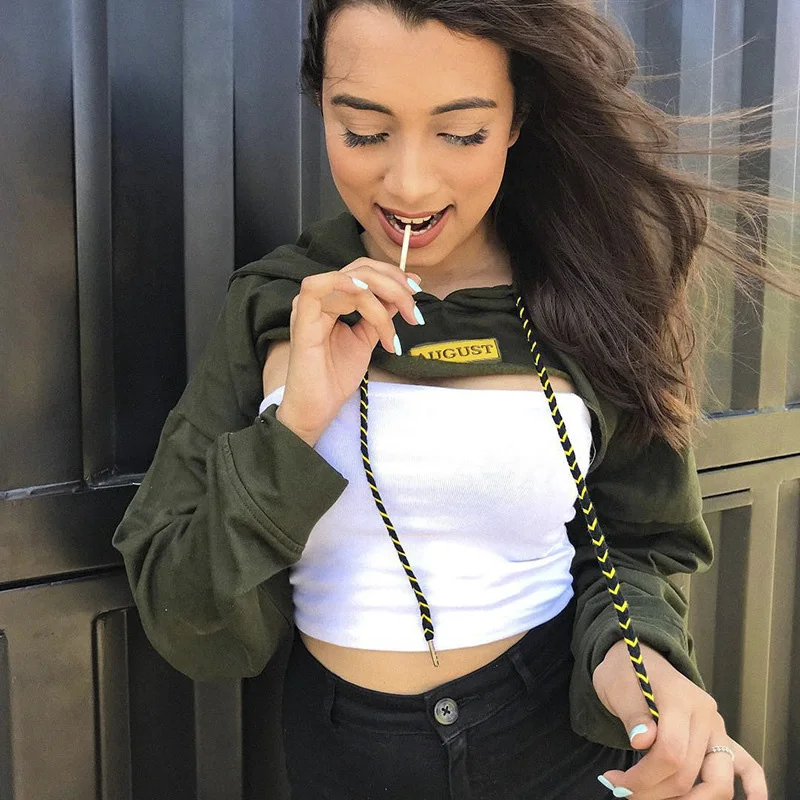 Fitshinling Athleisure укороченная толстовка осень 2019 Тонкая Повседневная Женская с