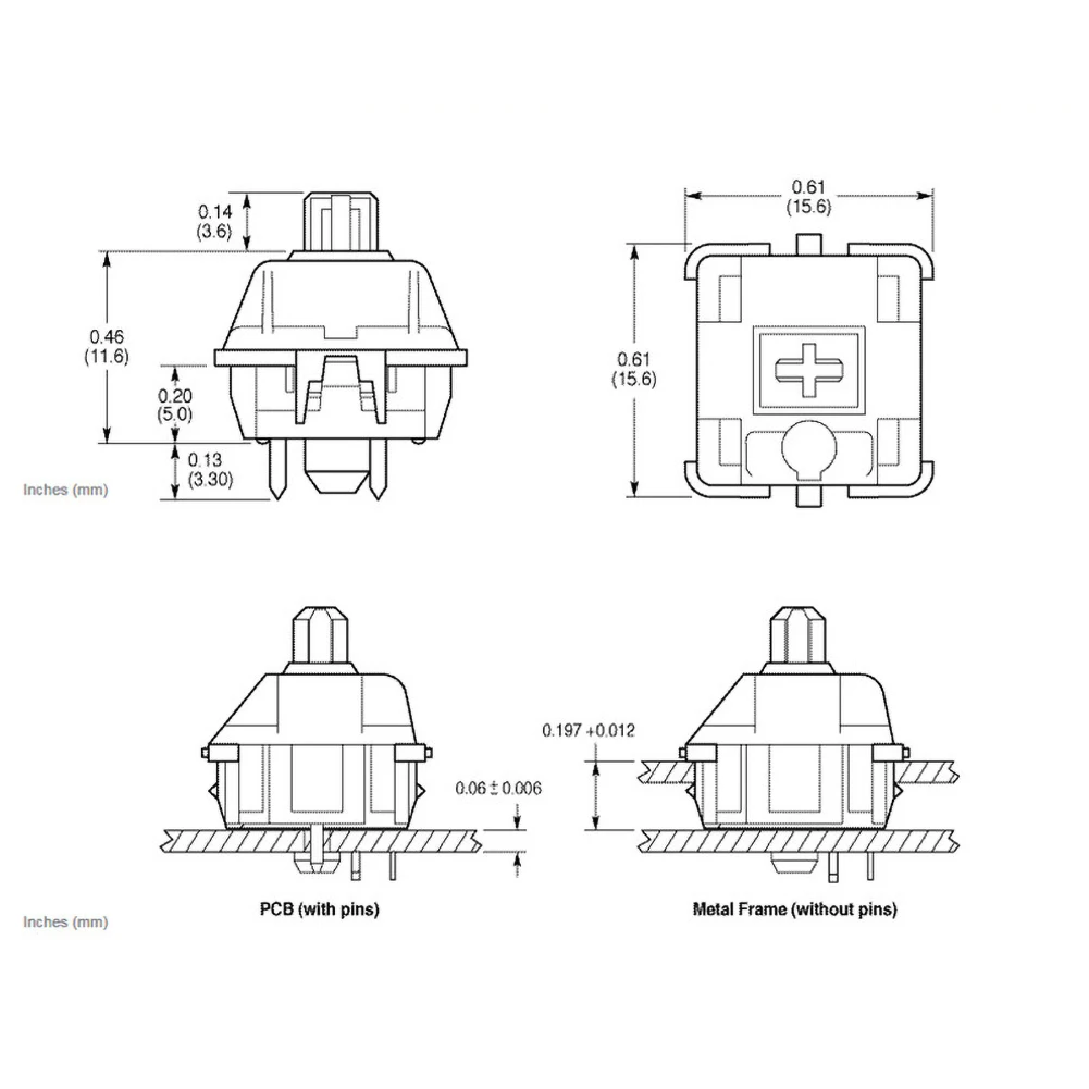

8Pcs/Set Mechanical Keyboard Black Red Brown Green Shaft 3 Pin Button for Cherry