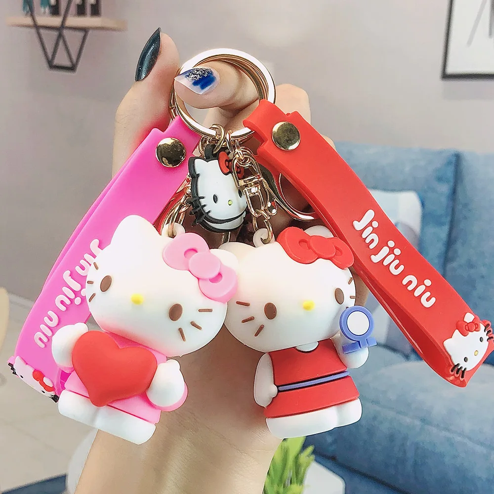 

Подвеска для ключей Sanrio Kitty Kawaii С мультяшным рисунком, брелок для автомобиля, школьная сумка, рюкзак, женская подвеска, подарок на Рождество