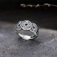 ring retro punk gothic style five emperor coin opening ring men and women domineering retro lucky jewelry does not fade