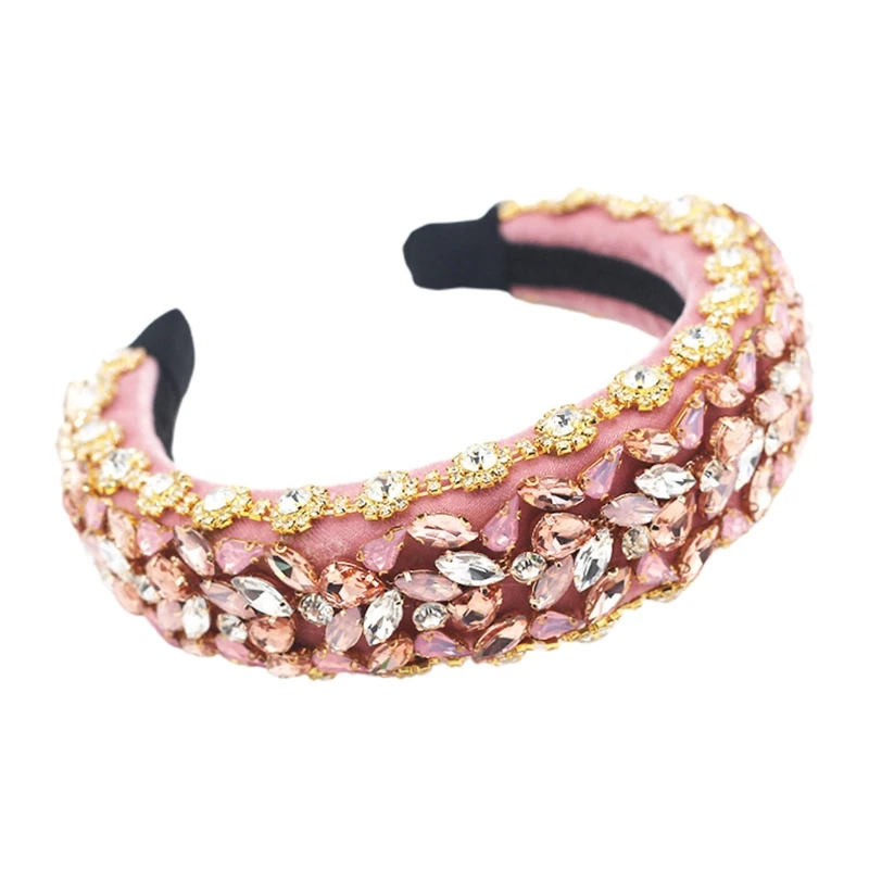 

1 Pc Baroque Tiaras Wide Headband Luxurious Color Crystal Rhinestones Hair Hoop Female Girls Headwear Accessories