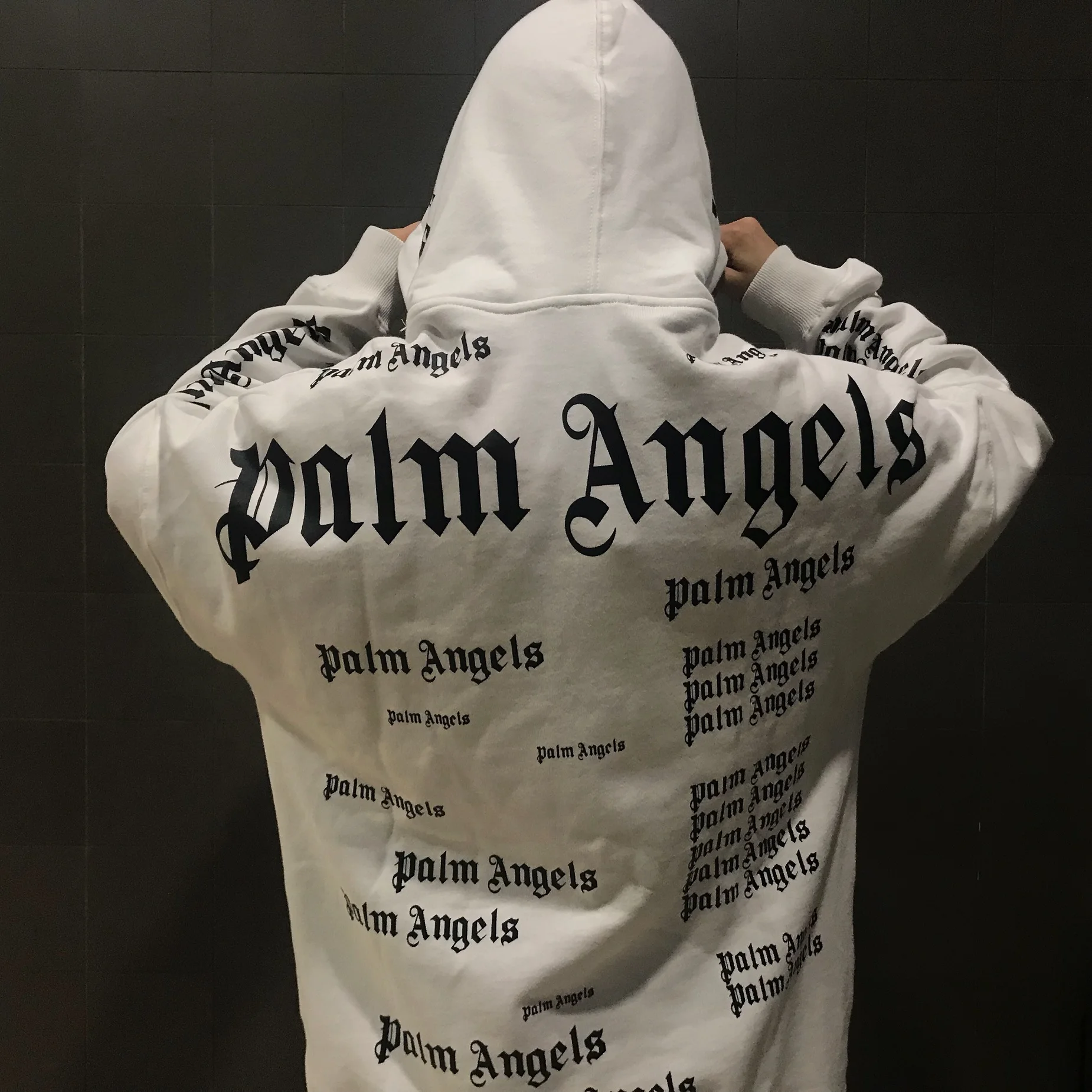 

Palm Angels new full-print retro letters loose Hoodies Sweatshirts men women street hip-hop 4126452423