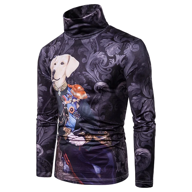 Осень 2019 новинка Мужская футболка большого размера с рисунком собаки высокий