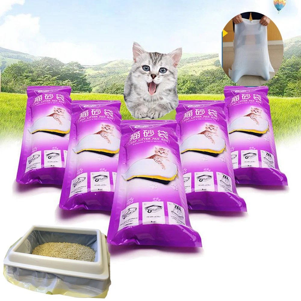 Sacchetto per lettiera per gatti per animali domestici scatola per lettiera per gatti tappetino con coulisse borse per lettiera per gatti forniture per la pulizia di gattini per la conservazione di sabbia per gatti
