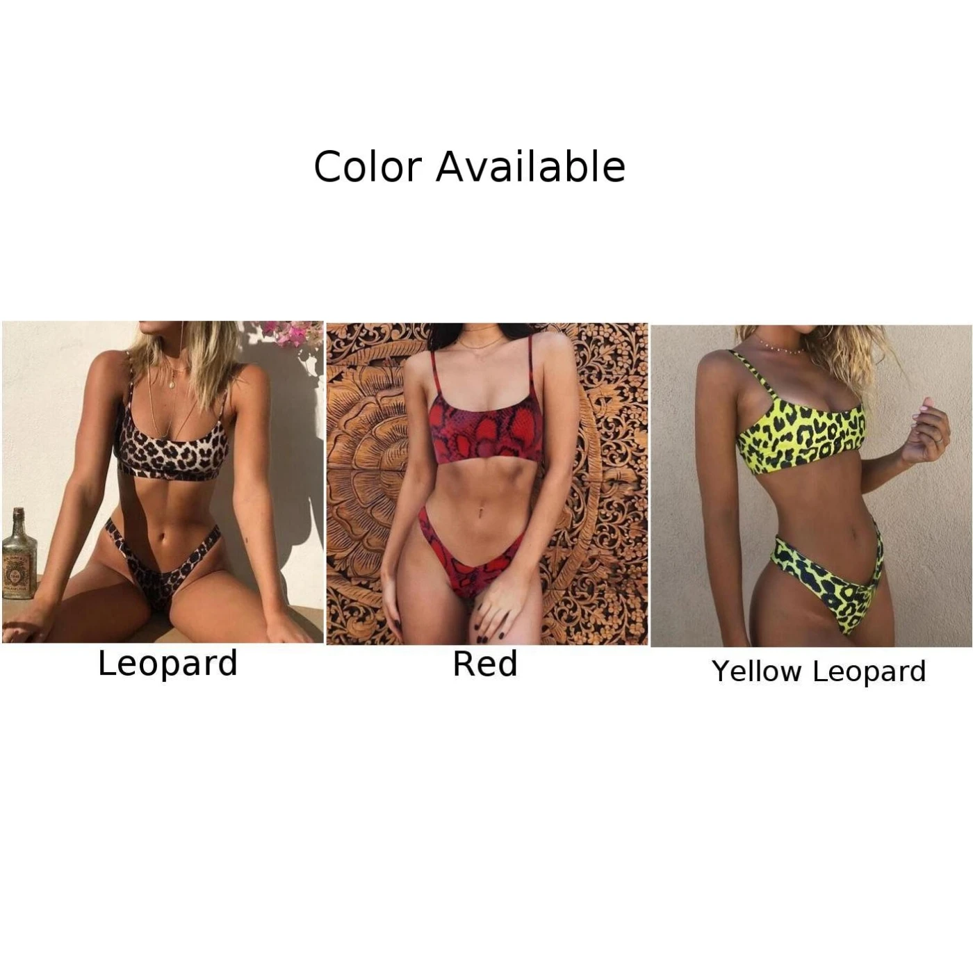 

Sexy Women Brazilian Bikini Set Bandage Push-Up Padded Swimwear Leopard Swimsuit Bathing Serpentine Beach Wear Feminina Mujer