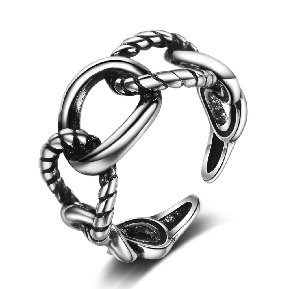 

Men Women Hemp Rope Vintage Thai Silver Tail Ring Creative Open Joint Index Jewelry Hiphop Rock Punk Style Accessories Wholesale