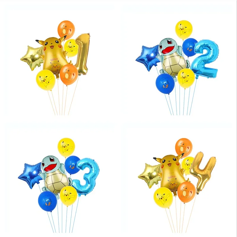 7 шт. Покемон Пикачу Дженни черепаха алюминиевый шар латексный детский день