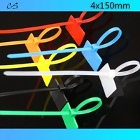 4x150mm nylon tie tags labels self locking network cable zip trim wrap loop wire straps label white black red green yellow