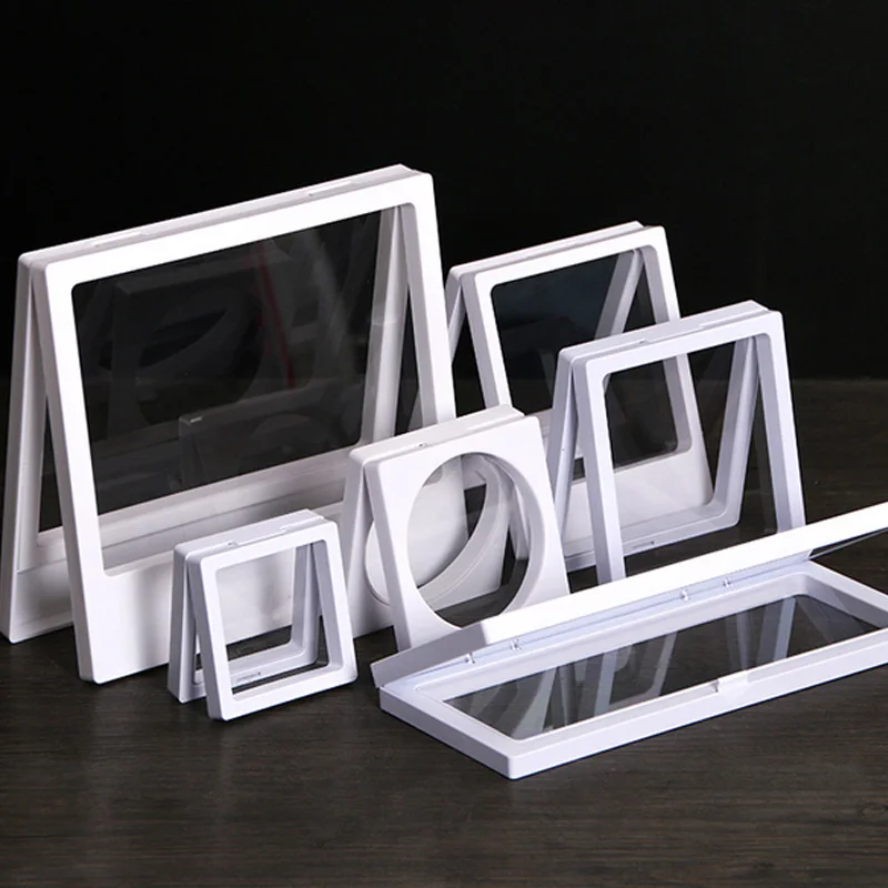 Top 10pcs/Lot Floating Picture Frame Jewelry Display Box Stand Ring Pendant Holder Protect Jewellery Stone Presentation Case