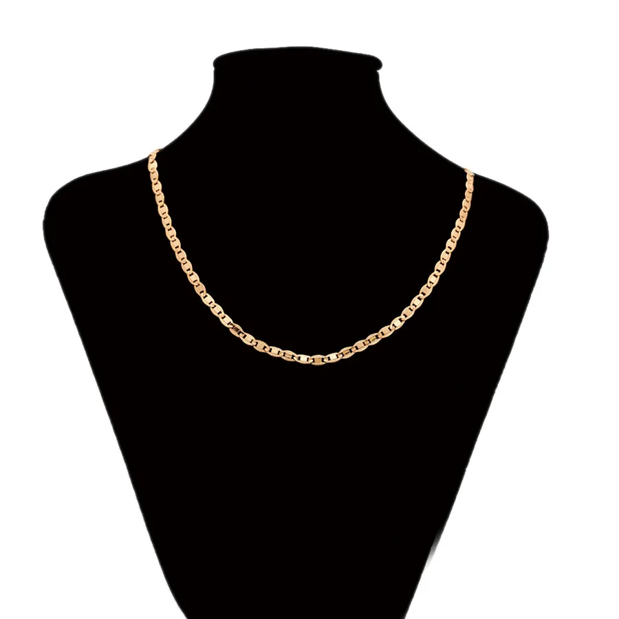 XP Jewelry-( 46 см * 4 мм) плоская цепь золотого цвета ожерелья для мужчин женщин модные