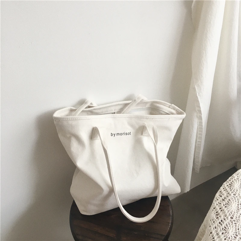 

Women Canvas Tote Bag Fashion Korean Cloth Reusable Shopping Bag Casual Lady Shoulder Large Capacity shopper Bag Female Handbags