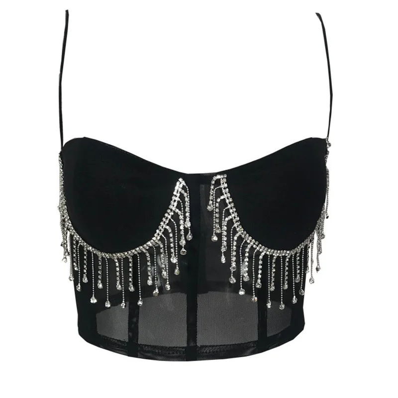 Fashion mesh black crop top korean fashion clothing cami women top T shirt cropped top 90S clothes club wear