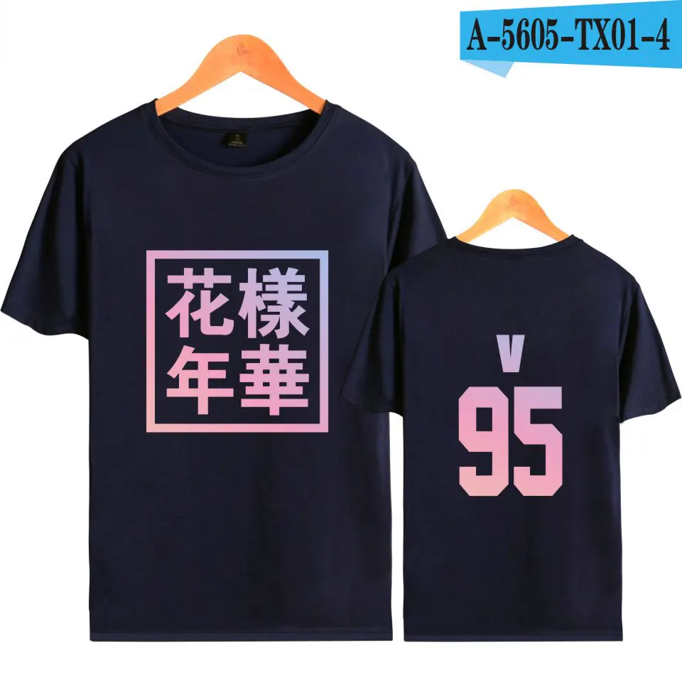 Navy Blue Корейская Футболка Kpop bangtan/футболка с короткими рукавами черного и серого цвета для мальчиков хлопковые футболки для молодых женщин Forever популярные футболки - Цвет: Navy Blue