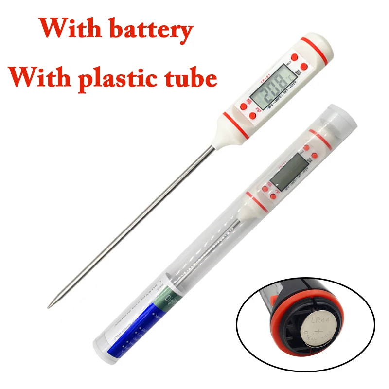 White(With tube) Кухонный цифровой термометр для еды, мяса, торта, конфет, жарки, еды, барбекю, столовой, температуры, бытовой термометр для приготовления пищи - Цвет: White(With tube)