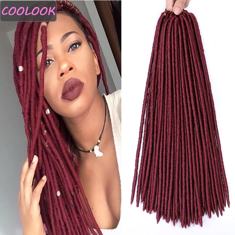 

Burgundy Faux Locs Braids Hair for Afro Women 18Inch Soft Locs Hair Natural Synthetic DreadLocks Crochet Braiding Hair Extension