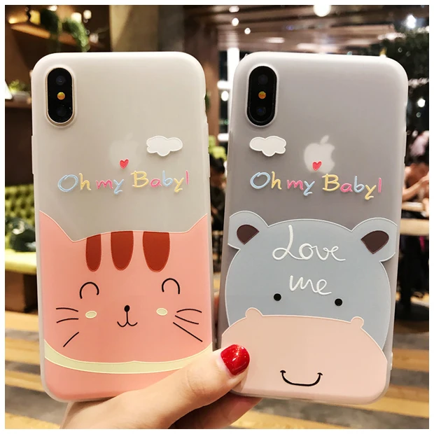 Милый Кот Бегемот цвет рисунком для мобильного телефона чехол iphone X Xr Xs Max Телефон