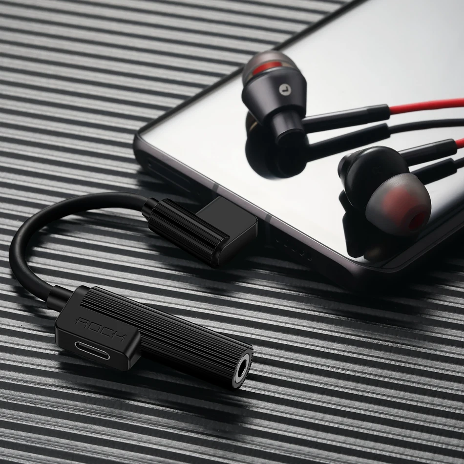 ROCK 2 в 1 usb type C до 3,5 мм разъем для наушников адаптер для samsung Xiaomi type-C OTG Aux аудио зарядное устройство адаптер для huawei P30