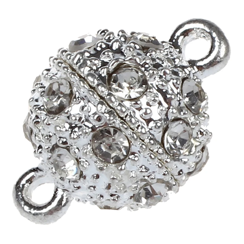 

5 pcs 10 mm Ball Magnetic Clasp Rhinestone Silver