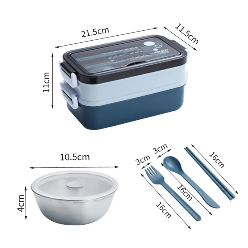 

New Lunch Box Bento Box for Student Office Worker Double-layer Microwave Heating Lunch Container Food Storage Container