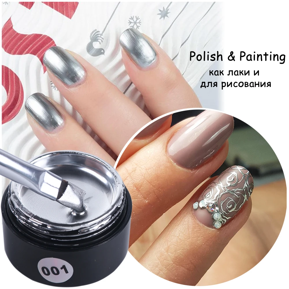 6 мл Металлик гель лаки для ногтей эффект металлический золотая краска рисования