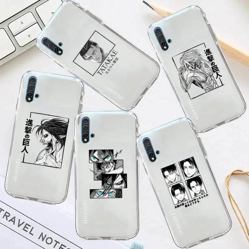 

Armin Arlert Attack on Titan Phone Case Transparent for Huawei honor P mate 40 20 30 10 50 i 9 x mate pro lite 8a