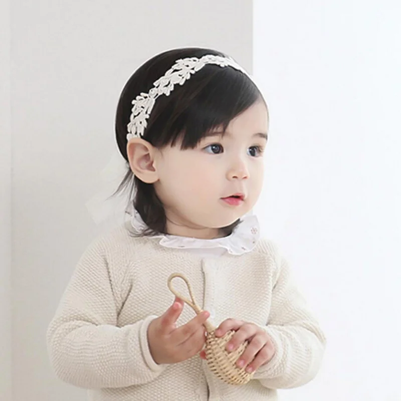 Yundfly Flower Headband Soft Girl Children White Floral Hair Band Accessories Adjustable Headband Newborn Headwear