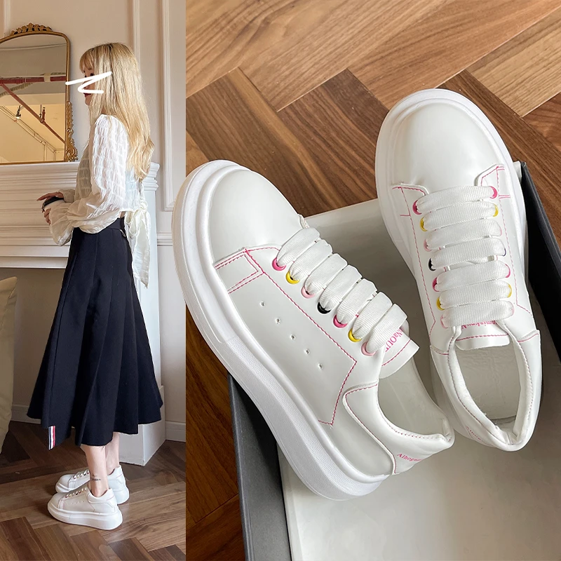 

Кроссовки женские на платформе, Вулканизированная подошва, повседневная обувь, роскошный дизайн, цвет белый