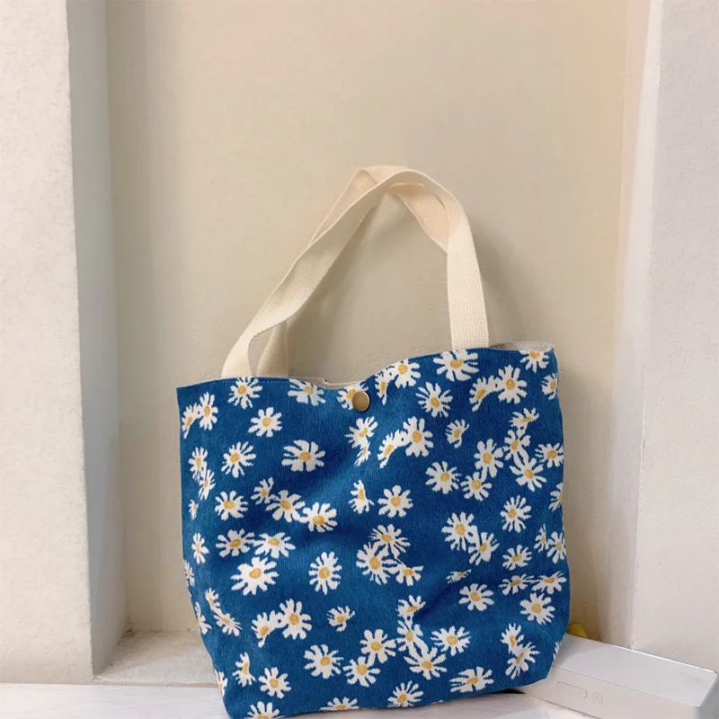 

Corduroy Totes Purses and Handbags for Women 2021 Fashion Girls Female Shopper Casual Multicolor Vintage Small Floral Lunch Bags