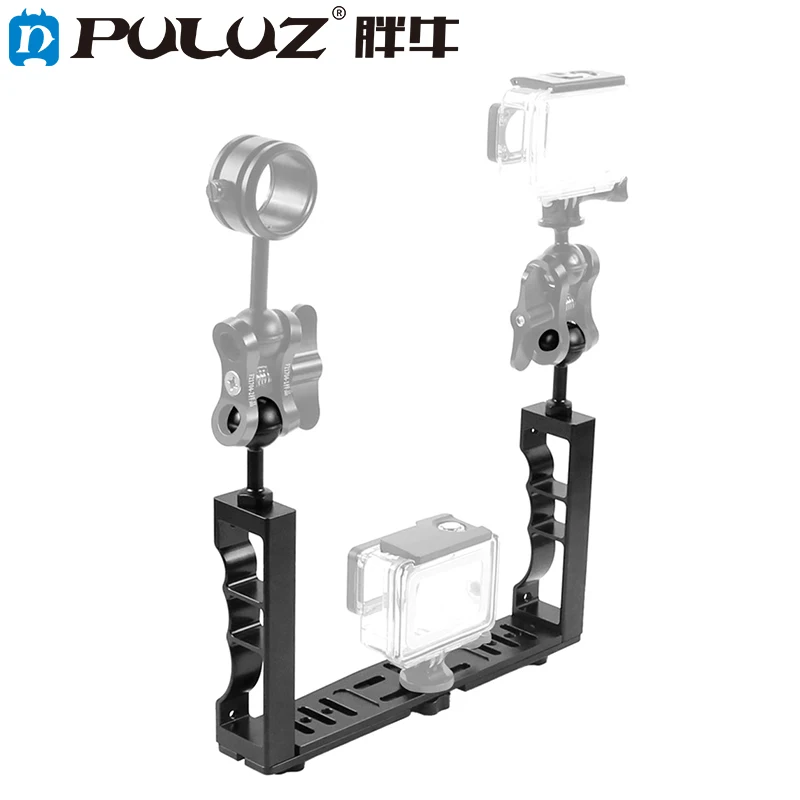 PULUZ Водонепроницаемый Регулируемый Дайвинг двойной ручной CNC алюминиевый