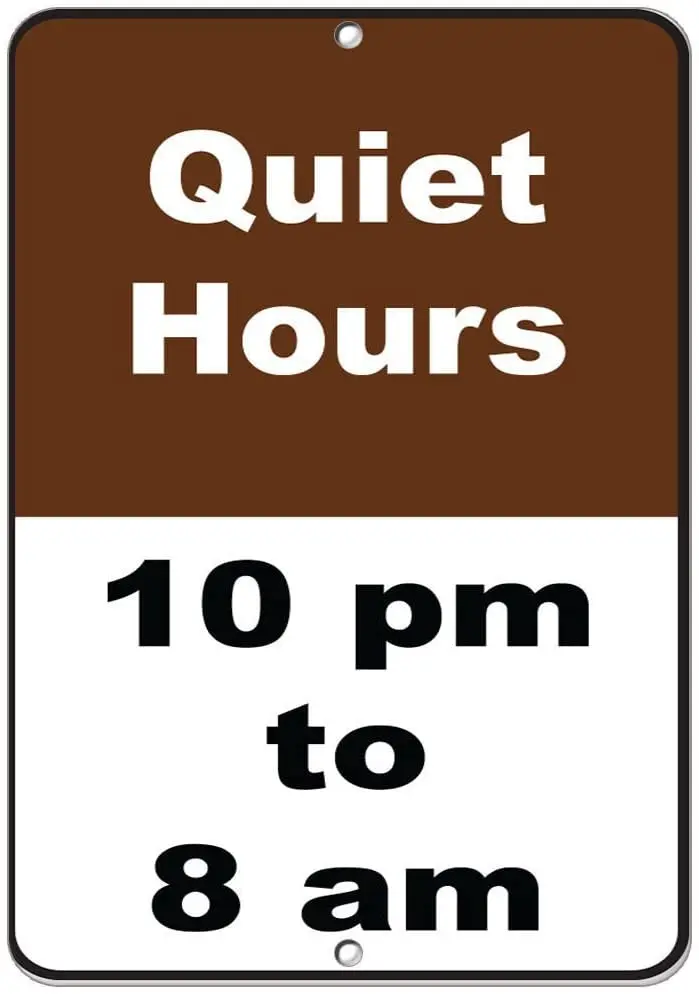 

Quiet Hours 10 Pm to 8 Am Activity Sign Campground Signs Label Vinyl Decal Sticker Kit OSHA Safety Label Compliance Signs 8"