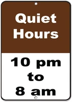 quiet hours 10 pm to 8 am activity sign campground signs label vinyl decal sticker kit osha safety label compliance signs 8