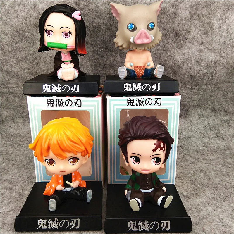 

Anime Demon Slayer Figure Model Toy Shaking Head Doll 4 Style Figures Tanjirou Nezuko Zenitsu Inosuke Model Car Ornaments Gifts