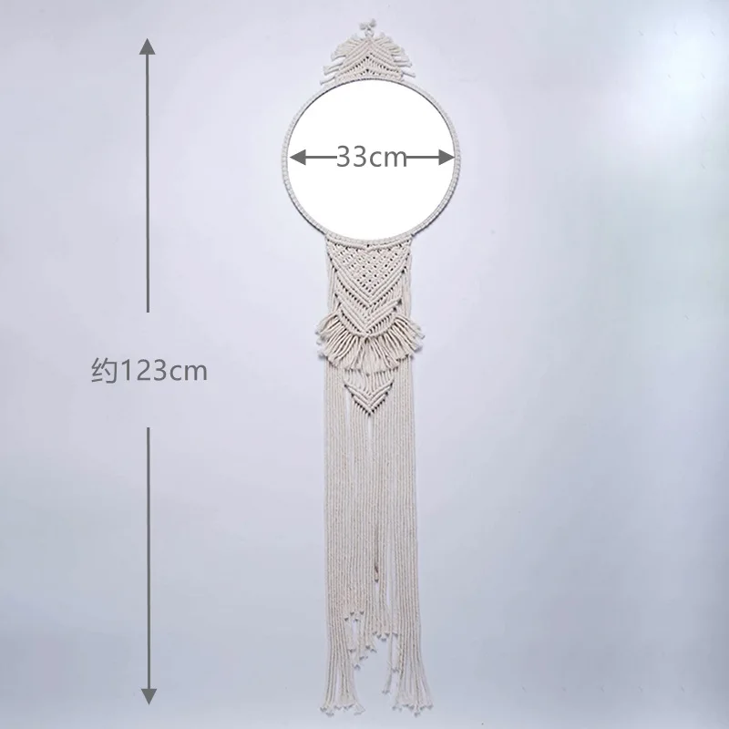 

Home Decor Macrame Mirror Handmade Tapestry Makeup Mirror Compact Bohemia Decoration Home Bedroom Decorative Mirrors Wall Mirror