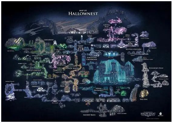 

Hollow Knight Map Of Hallownest SILK POSTER Decorative painting 24x36inch