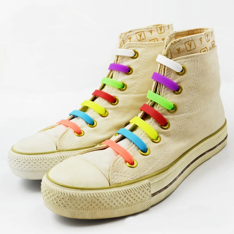 12pcs/lot Silicone Shoelaces No tie Elastic Shoe Laces Special Shoestrings for Kid/Adult Lacing Rubber Sneakers Shoe Lace