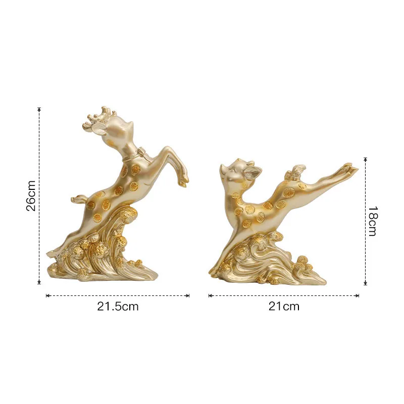 

VILEAD Resin 2Pcs Cute Sika Deer Statue Nordic Creative Figurines Office Ornaments Living Room Desktop Decorations Home Decor