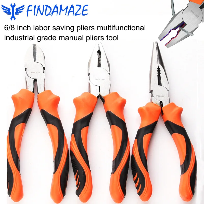 

Labor-saving Multi-function Diagonal Pliers Long-nosed 6-8inch Universal Wire Cutters Electrical Steel Wire Hardware Tool Pliers