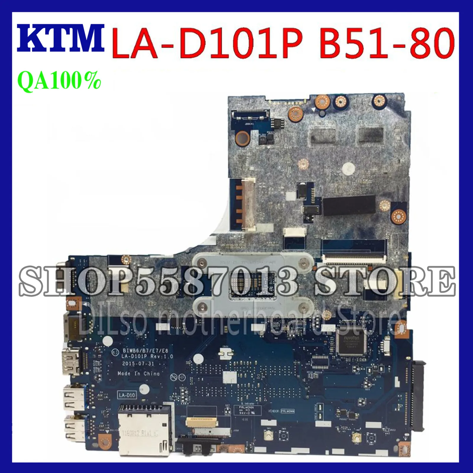 

KEFU LA-D101P Motherboard For Lenovo B51-80 TianYi300-15ISK Motherboard BIWB6/B7/E7/E8 LA-D101P I7-6500U original test 100%