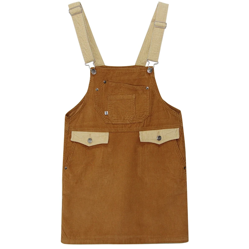 

Summer dress new corduroy contrast color Mosaic small fresh dress Korean version of personality short skirt with straps