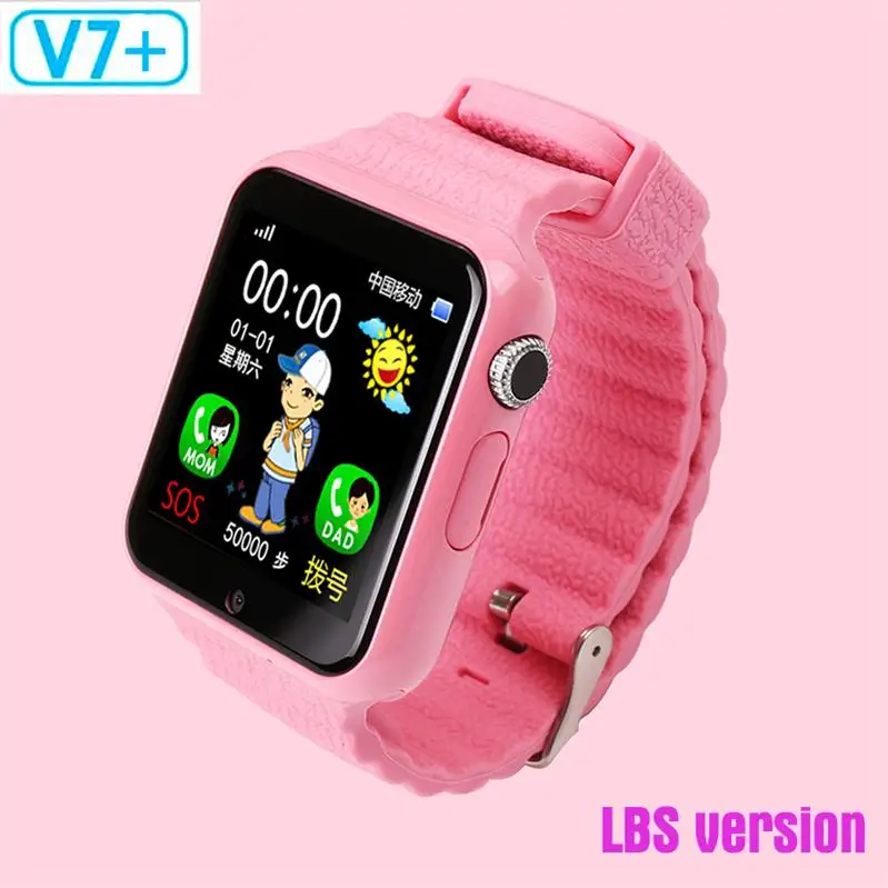 696 оригинальные V7K gps Bluetooth Смарт-часы для детей мальчик девочка для Apple Android телефон Поддержка SIM/TF набор вызова и Push сообщения - Цвет: v7 pink LBS