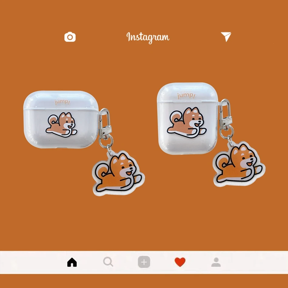 

Akita Dog Soft Clear Silicone Earphone Shell For AirPods 2/1 airpod Cover For AirPods Pro 3 Earphone Case Cute Pendant Keyring